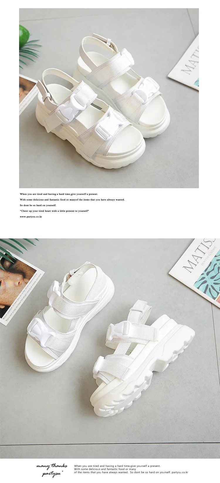 Summer Women Sandals Buckle Design Black White Platform Sandals Comfortable Women Thick Sole Beach Shoes Sport Sandalias Mujer