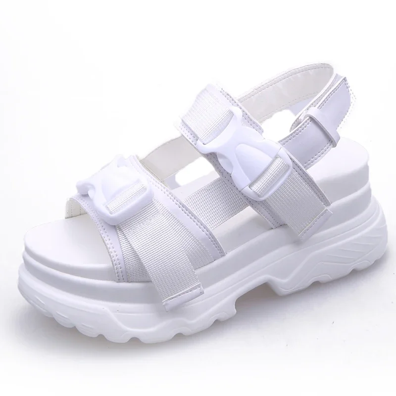Summer Women Sandals Buckle Design Black White Platform Sandals Comfortable Women Thick Sole Beach Shoes Sport Sandalias Mujer Summer Women Sandals Buckle Design Black White Platform Sandals Comfortable Women Thick Sole Beach Shoes Sport Sandalias Mujer