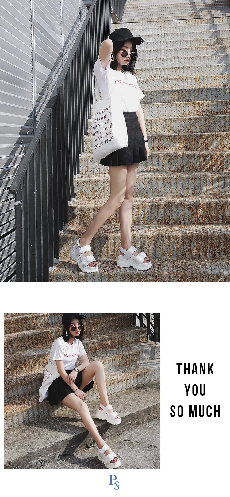 Summer Women Sandals Buckle Design Black White Platform Sandals Comfortable Women Thick Sole Beach Shoes Sport Sandalias Mujer