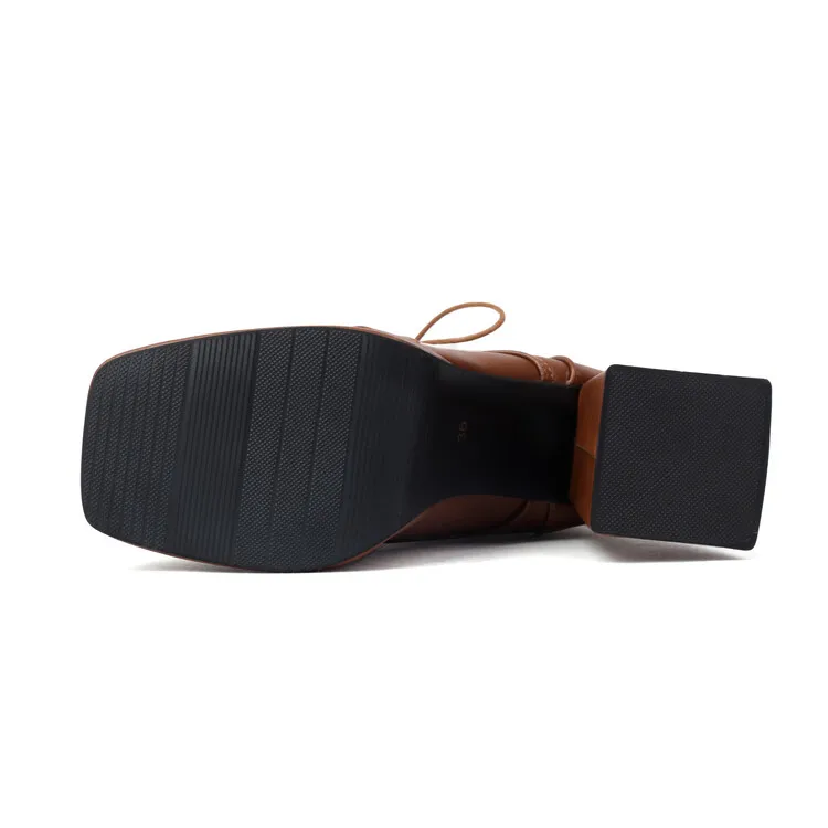 9cm Square Heel Waterproof Platform Short Boots Heart-shaped Metal Buckle Rivets Leather Short Plush Winter Ankle Boots 35-45 9cm Square Heel Waterproof Platform Short Boots Heart-shaped Metal Buckle Rivets Leather Short Plush Winter Ankle Boots 35-45