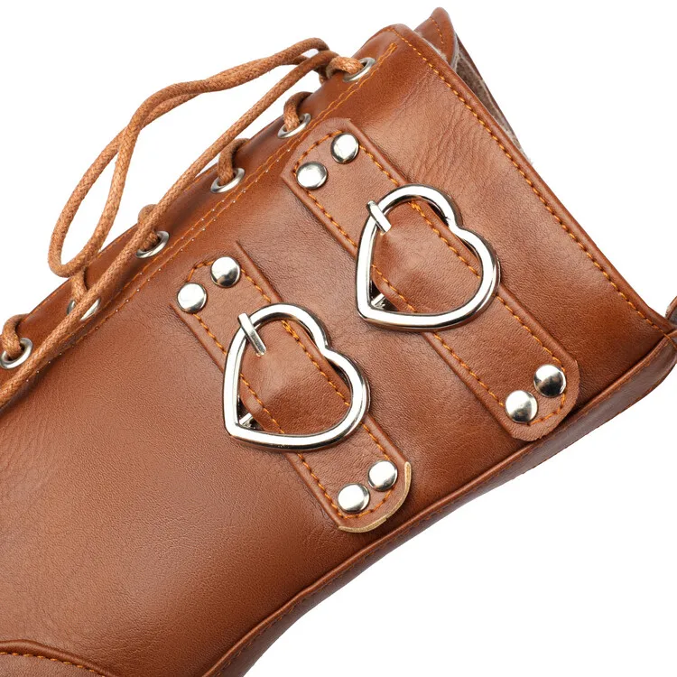 9cm Square Heel Waterproof Platform Short Boots Heart-shaped Metal Buckle Rivets Leather Short Plush Winter Ankle Boots 35-45 9cm Square Heel Waterproof Platform Short Boots Heart-shaped Metal Buckle Rivets Leather Short Plush Winter Ankle Boots 35-45