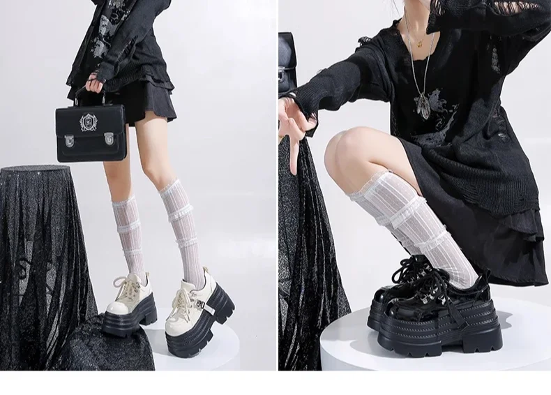 10CM Women Leather Platform Sneakers Spring Ladies Wedge Heels Chunky Shoes Pumps Woman Lace-Up Thick Sole Casual Walking Shoes 10CM Women Leather Platform Sneakers Spring Ladies Wedge Heels Chunky Shoes Pumps Woman Lace-Up Thick Sole Casual Walking Shoes