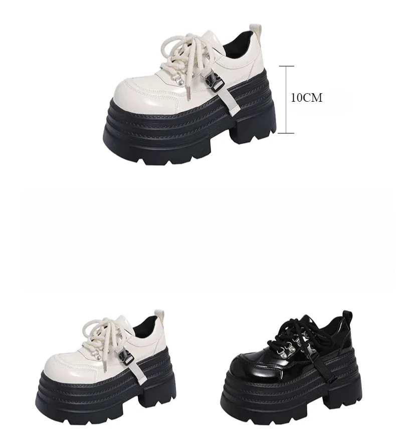 10CM Women Leather Platform Sneakers Spring Ladies Wedge Heels Chunky Shoes Pumps Woman Lace-Up Thick Sole Casual Walking Shoes 10CM Women Leather Platform Sneakers Spring Ladies Wedge Heels Chunky Shoes Pumps Woman Lace-Up Thick Sole Casual Walking Shoes