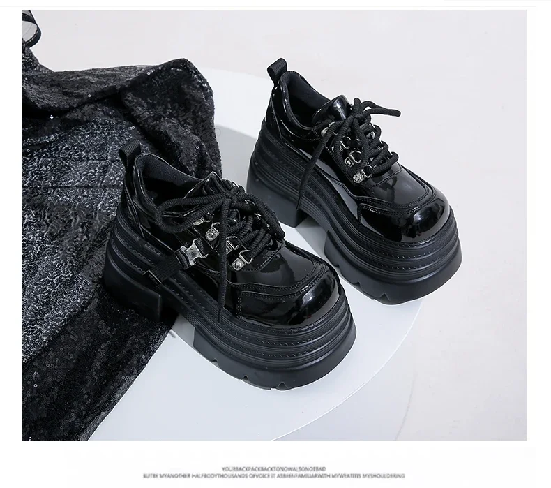 10CM Women Leather Platform Sneakers Spring Ladies Wedge Heels Chunky Shoes Pumps Woman Lace-Up Thick Sole Casual Walking Shoes 10CM Women Leather Platform Sneakers Spring Ladies Wedge Heels Chunky Shoes Pumps Woman Lace-Up Thick Sole Casual Walking Shoes