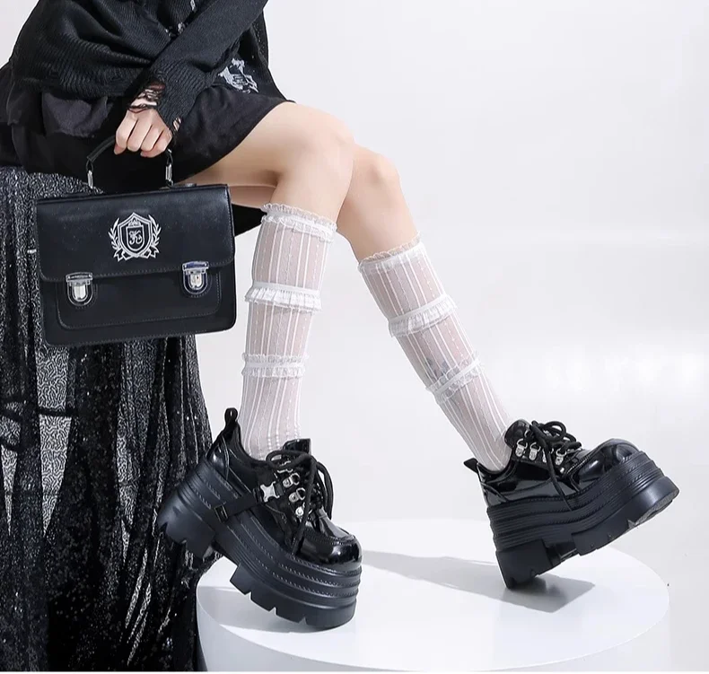 10CM Women Leather Platform Sneakers Spring Ladies Wedge Heels Chunky Shoes Pumps Woman Lace-Up Thick Sole Casual Walking Shoes 10CM Women Leather Platform Sneakers Spring Ladies Wedge Heels Chunky Shoes Pumps Woman Lace-Up Thick Sole Casual Walking Shoes