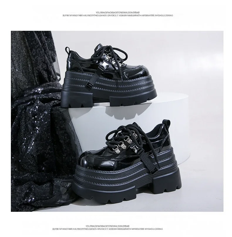10CM Women Leather Platform Sneakers Spring Ladies Wedge Heels Chunky Shoes Pumps Woman Lace-Up Thick Sole Casual Walking Shoes 10CM Women Leather Platform Sneakers Spring Ladies Wedge Heels Chunky Shoes Pumps Woman Lace-Up Thick Sole Casual Walking Shoes