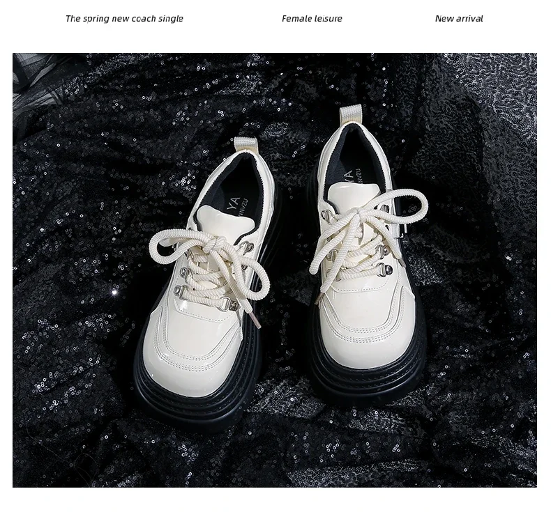 10CM Women Leather Platform Sneakers Spring Ladies Wedge Heels Chunky Shoes Pumps Woman Lace-Up Thick Sole Casual Walking Shoes 10CM Women Leather Platform Sneakers Spring Ladies Wedge Heels Chunky Shoes Pumps Woman Lace-Up Thick Sole Casual Walking Shoes