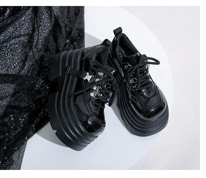10CM Women Leather Platform Sneakers Spring Ladies Wedge Heels Chunky Shoes Pumps Woman Lace-Up Thick Sole Casual Walking Shoes 10CM Women Leather Platform Sneakers Spring Ladies Wedge Heels Chunky Shoes Pumps Woman Lace-Up Thick Sole Casual Walking Shoes
