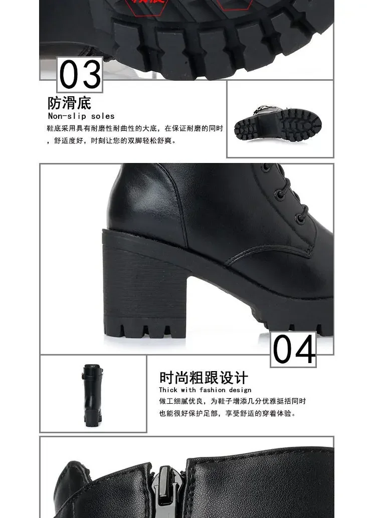 Side Zipper Women Snow Boots Outdoor Nonslip Shoes Fashion Warm Women Leather Boots Female Casual Comfortable Shoe Botas