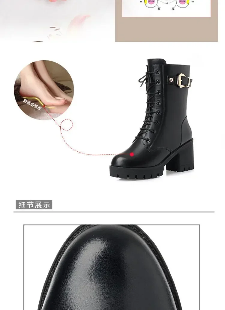 Side Zipper Women Snow Boots Outdoor Nonslip Shoes Fashion Warm Women Leather Boots Female Casual Comfortable Shoe Botas