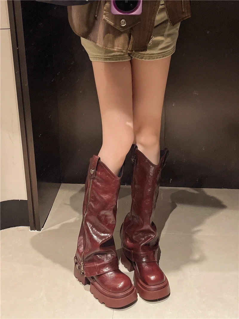 Women's Boots 2025 New Style Retro High Western Boots for Autumn and Winter Fashion Versatile Female Knight Boots Women's Boots 2025 New Style Retro High Western Boots for Autumn and Winter Fashion Versatile Female Knight Boots