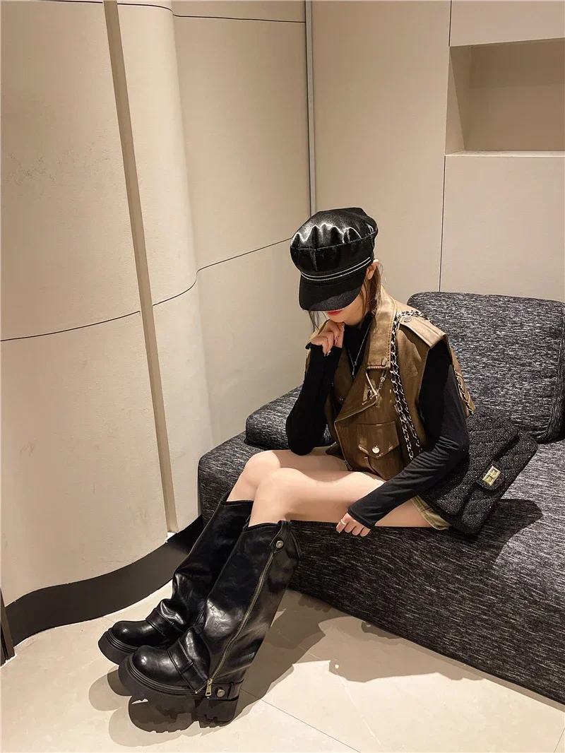 Women's Boots 2025 New Style Retro High Western Boots for Autumn and Winter Fashion Versatile Female Knight Boots Women's Boots 2025 New Style Retro High Western Boots for Autumn and Winter Fashion Versatile Female Knight Boots