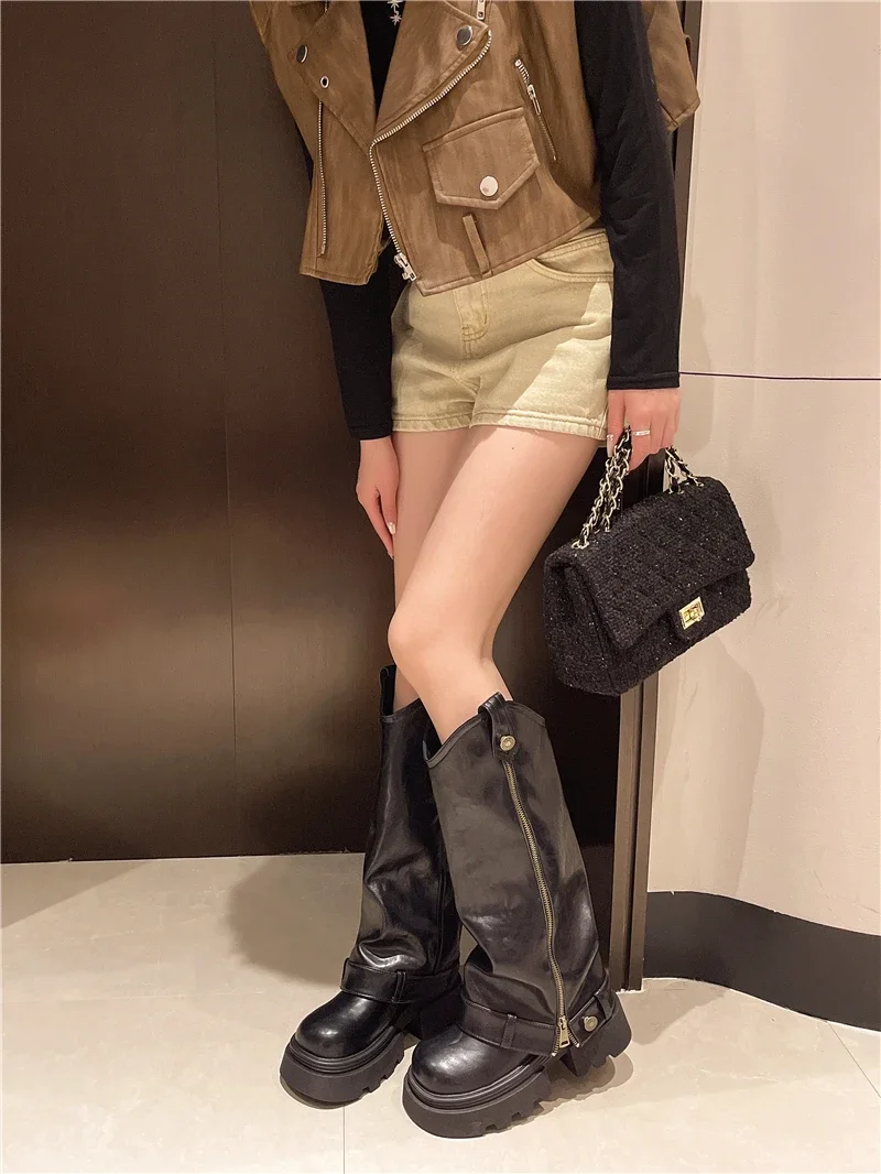 Women's Boots 2025 New Style Retro High Western Boots for Autumn and Winter Fashion Versatile Female Knight Boots Women's Boots 2025 New Style Retro High Western Boots for Autumn and Winter Fashion Versatile Female Knight Boots