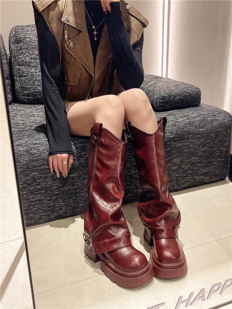Women's Boots 2025 New Style Retro High Western Boots for Autumn and Winter Fashion Versatile Female Knight Boots Women's Boots 2025 New Style Retro High Western Boots for Autumn and Winter Fashion Versatile Female Knight Boots