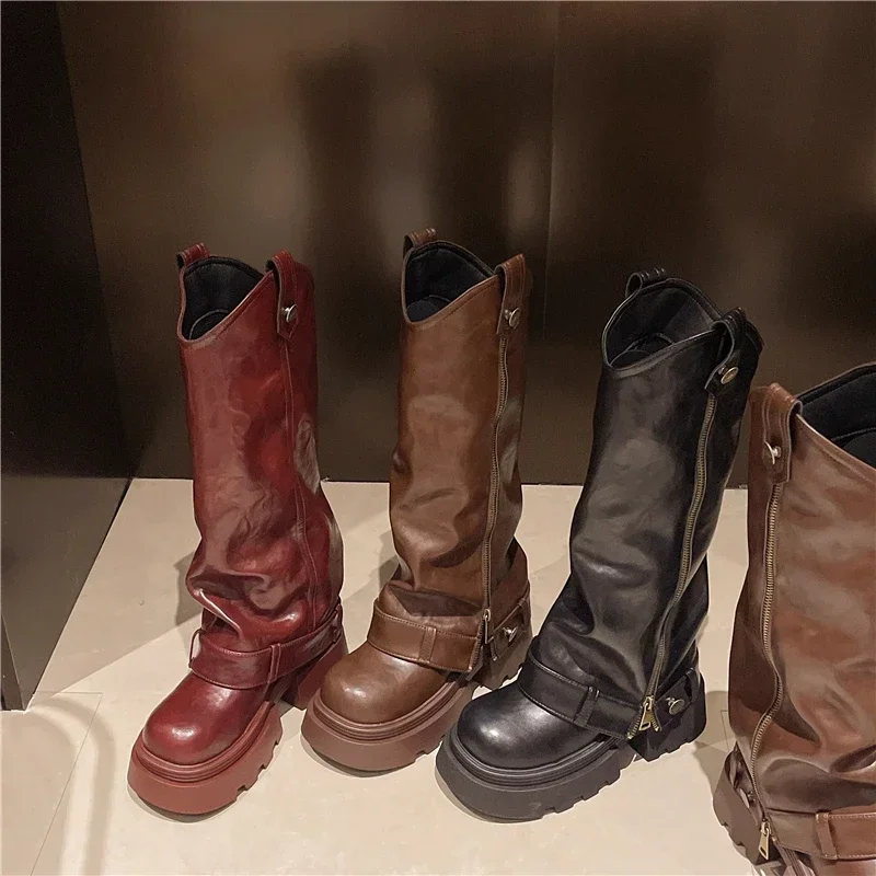 Women's Boots 2025 New Style Retro High Western Boots for Autumn and Winter Fashion Versatile Female Knight Boots Women's Boots 2025 New Style Retro High Western Boots for Autumn and Winter Fashion Versatile Female Knight Boots