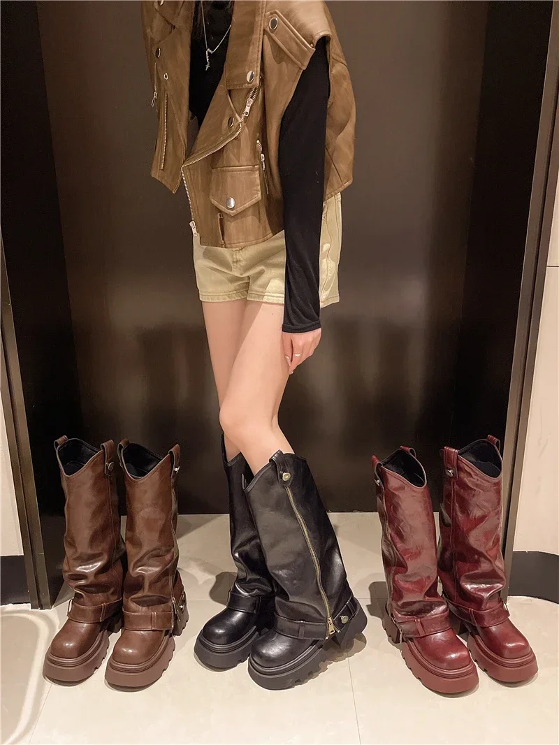 Women's Boots 2025 New Style Retro High Western Boots for Autumn and Winter Fashion Versatile Female Knight Boots Women's Boots 2025 New Style Retro High Western Boots for Autumn and Winter Fashion Versatile Female Knight Boots