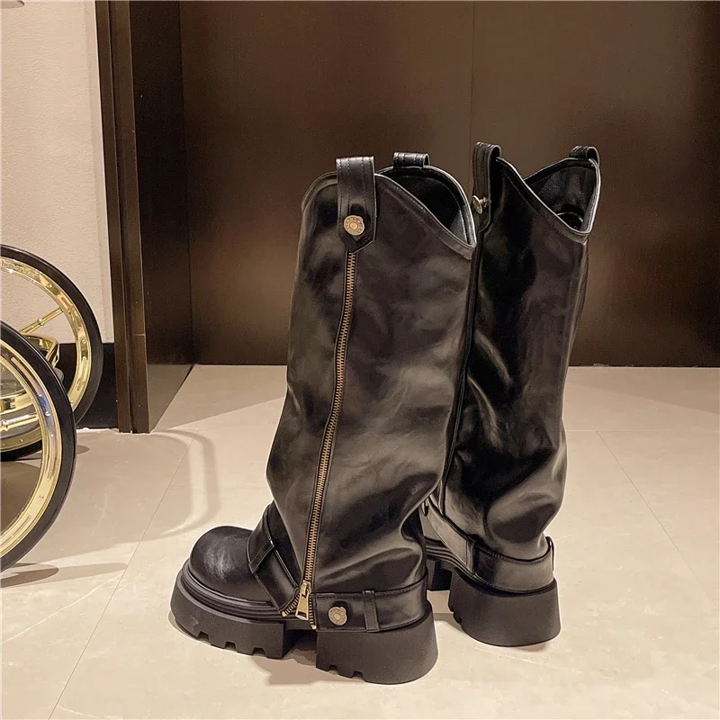 Women's Boots 2025 New Style Retro High Western Boots for Autumn and Winter Fashion Versatile Female Knight Boots Women's Boots 2025 New Style Retro High Western Boots for Autumn and Winter Fashion Versatile Female Knight Boots