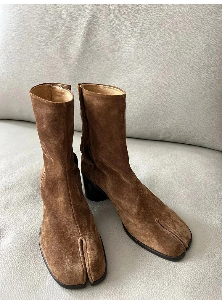 New Fashion Women's Chelsea Boots Genuine Leather High Heel Fashion Split Toe Casual Shoes Female Booties Ankle Boots New Fashion Women's Chelsea Boots Genuine Leather High Heel Fashion Split Toe Casual Shoes Female Booties Ankle Boots