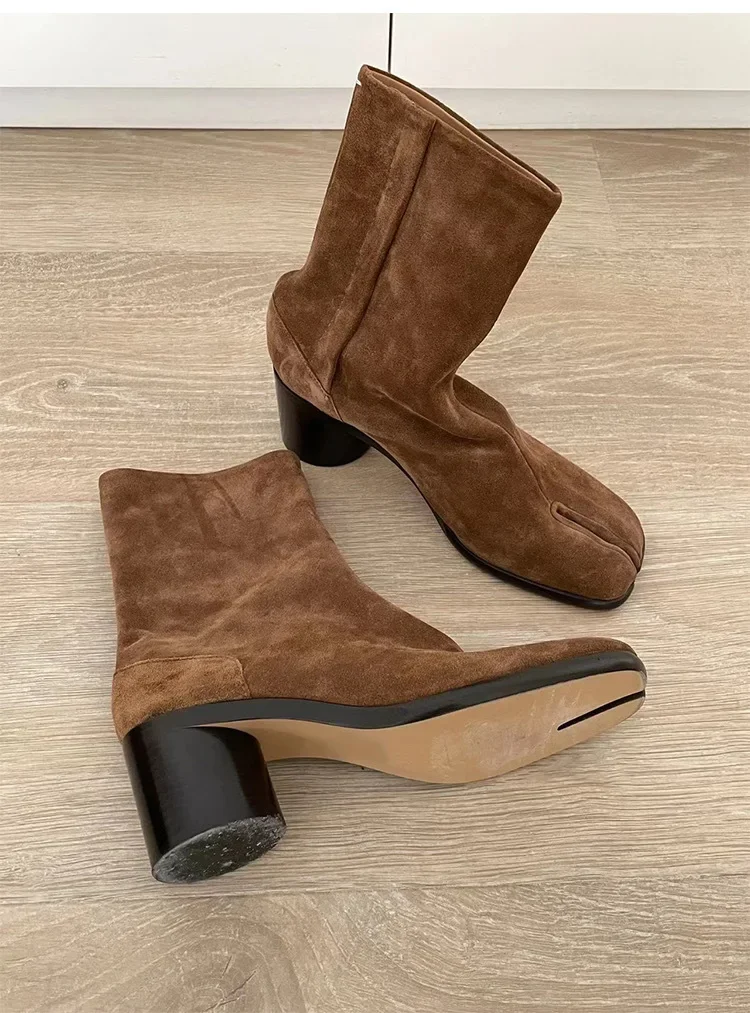 New Fashion Women's Chelsea Boots Genuine Leather High Heel Fashion Split Toe Casual Shoes Female Booties Ankle Boots New Fashion Women's Chelsea Boots Genuine Leather High Heel Fashion Split Toe Casual Shoes Female Booties Ankle Boots
