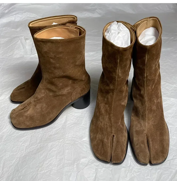 New Fashion Women's Chelsea Boots Genuine Leather High Heel Fashion Split Toe Casual Shoes Female Booties Ankle Boots New Fashion Women's Chelsea Boots Genuine Leather High Heel Fashion Split Toe Casual Shoes Female Booties Ankle Boots