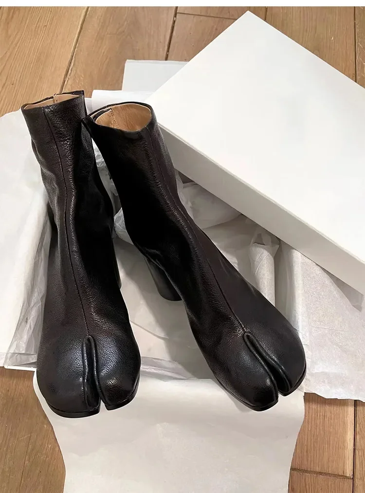 New Fashion Women's Chelsea Boots Genuine Leather High Heel Fashion Split Toe Casual Shoes Female Booties Ankle Boots New Fashion Women's Chelsea Boots Genuine Leather High Heel Fashion Split Toe Casual Shoes Female Booties Ankle Boots