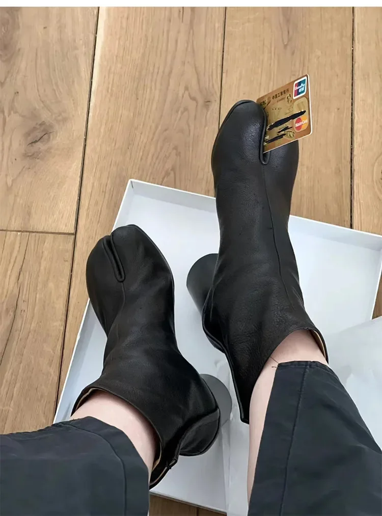 New Fashion Women's Chelsea Boots Genuine Leather High Heel Fashion Split Toe Casual Shoes Female Booties Ankle Boots New Fashion Women's Chelsea Boots Genuine Leather High Heel Fashion Split Toe Casual Shoes Female Booties Ankle Boots