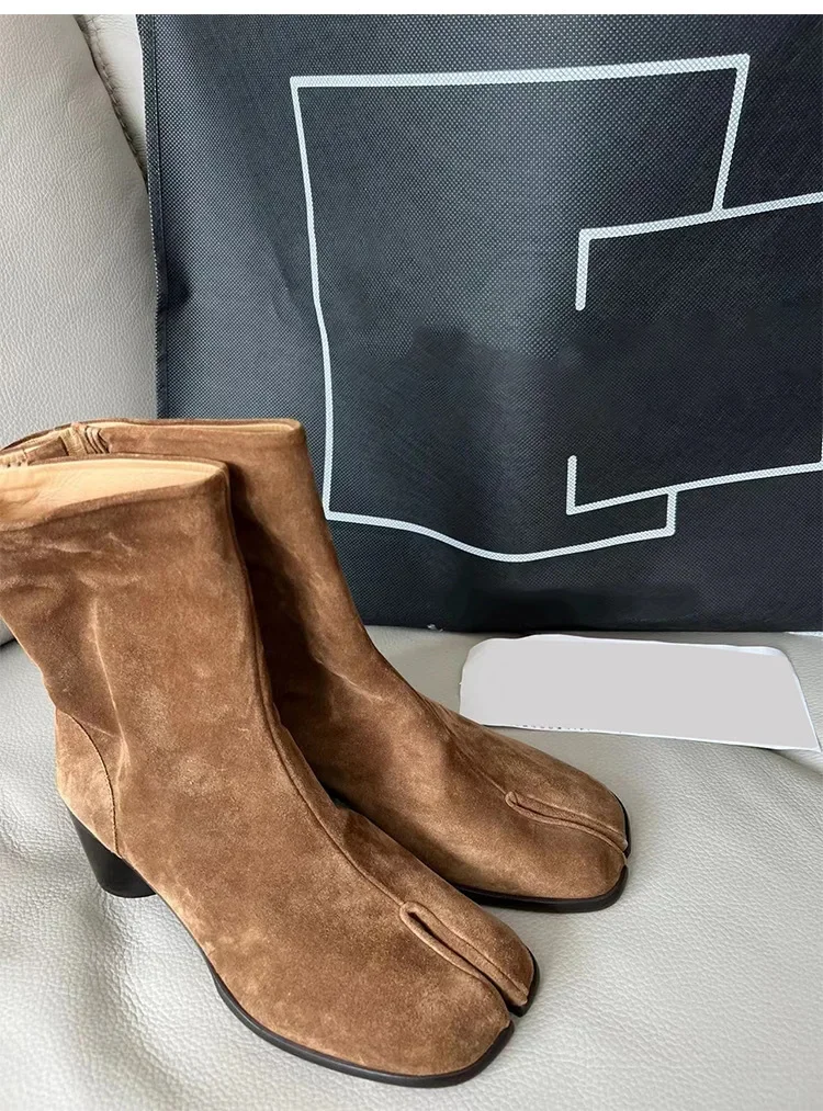 New Fashion Women's Chelsea Boots Genuine Leather High Heel Fashion Split Toe Casual Shoes Female Booties Ankle Boots New Fashion Women's Chelsea Boots Genuine Leather High Heel Fashion Split Toe Casual Shoes Female Booties Ankle Boots