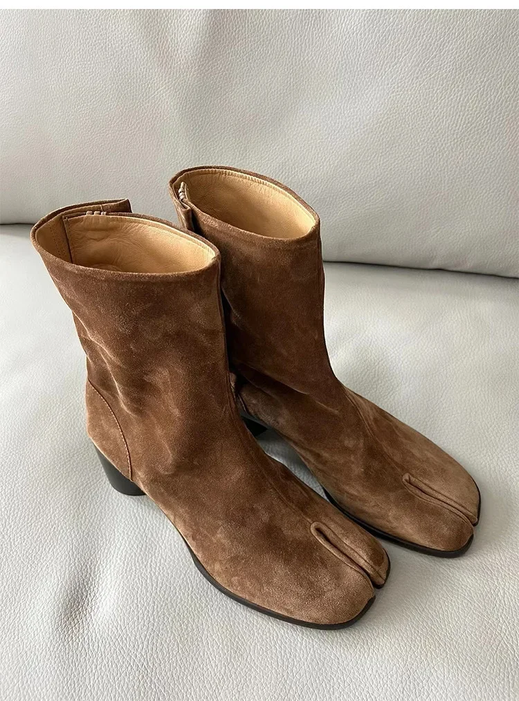 New Fashion Women's Chelsea Boots Genuine Leather High Heel Fashion Split Toe Casual Shoes Female Booties Ankle Boots New Fashion Women's Chelsea Boots Genuine Leather High Heel Fashion Split Toe Casual Shoes Female Booties Ankle Boots