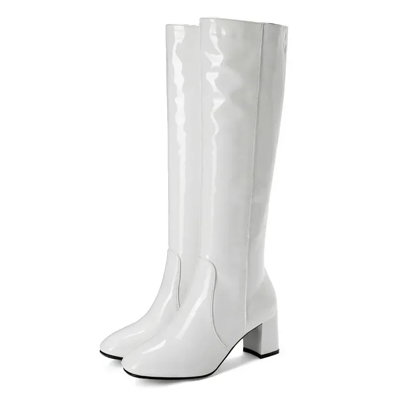 Halloween Women Boots Fashion Boots Cosplay White Red Knee High Boots for Women Plus Size Zipper Boats High Heel Shoes
