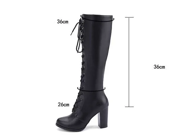 Knee-high Boots Woman Fashion Round Toe High Heeled Thigh High Boots Female Winter Warm Long Boots Grey Black Size 34-43 Knee-high Boots Woman Fashion Round Toe High Heeled Thigh High Boots Female Winter Warm Long Boots Grey Black Size 34-43