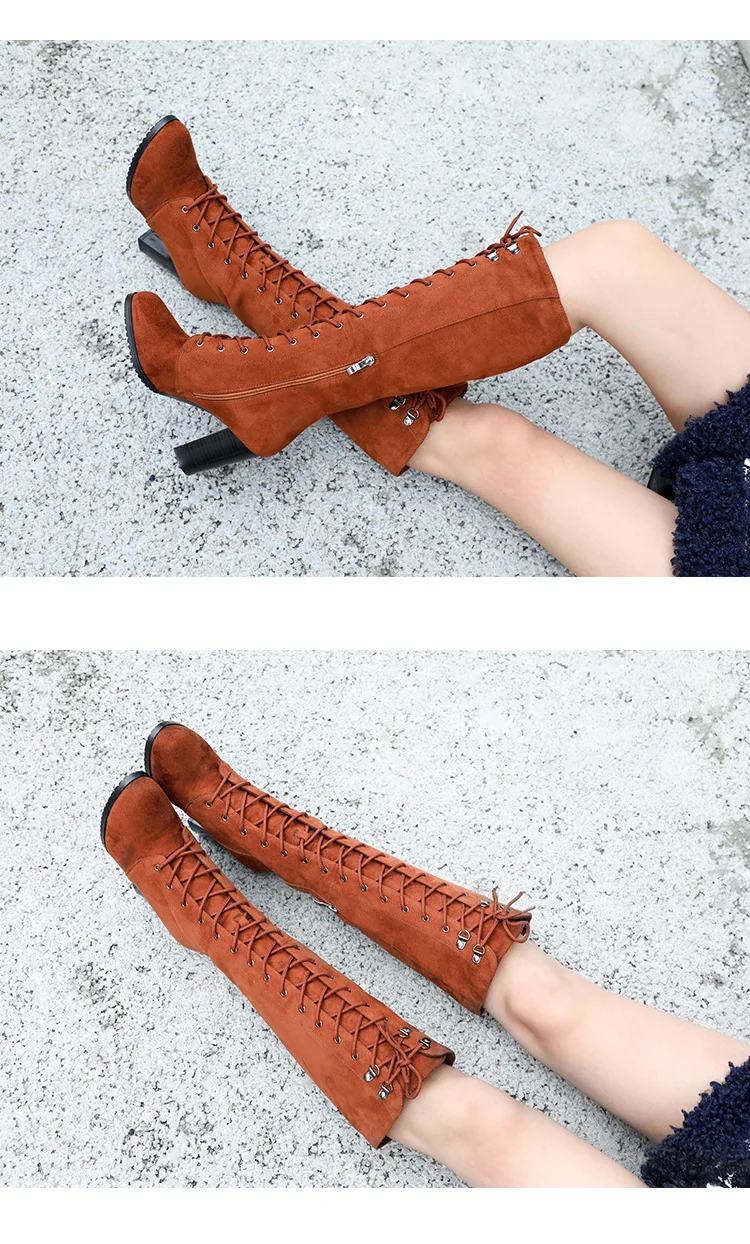 Knee-high Boots Woman Fashion Round Toe High Heeled Thigh High Boots Female Winter Warm Long Boots Grey Black Size 34-43 Knee-high Boots Woman Fashion Round Toe High Heeled Thigh High Boots Female Winter Warm Long Boots Grey Black Size 34-43