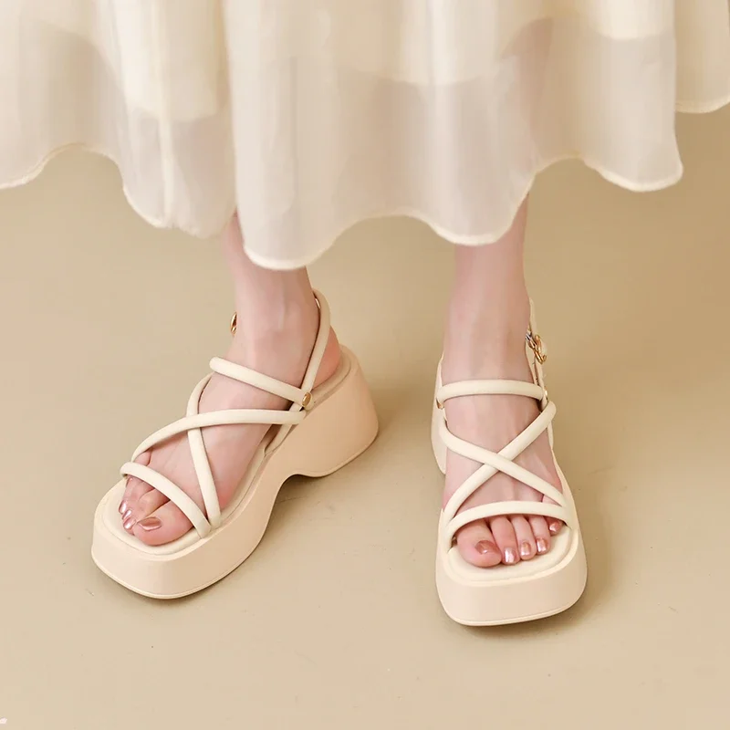 Cross Strap Platform Sandals for Women Summer 2023 Thick Bottom Gladiator Shoes Woman Casual Non-Slip Wedge Sandalias Mujer Cross Strap Platform Sandals for Women Summer 2023 Thick Bottom Gladiator Shoes Woman Casual Non-Slip Wedge Sandalias Mujer