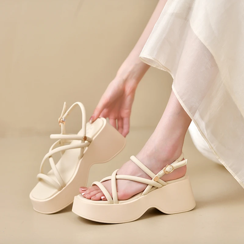 Cross Strap Platform Sandals for Women Summer 2023 Thick Bottom Gladiator Shoes Woman Casual Non-Slip Wedge Sandalias Mujer Cross Strap Platform Sandals for Women Summer 2023 Thick Bottom Gladiator Shoes Woman Casual Non-Slip Wedge Sandalias Mujer