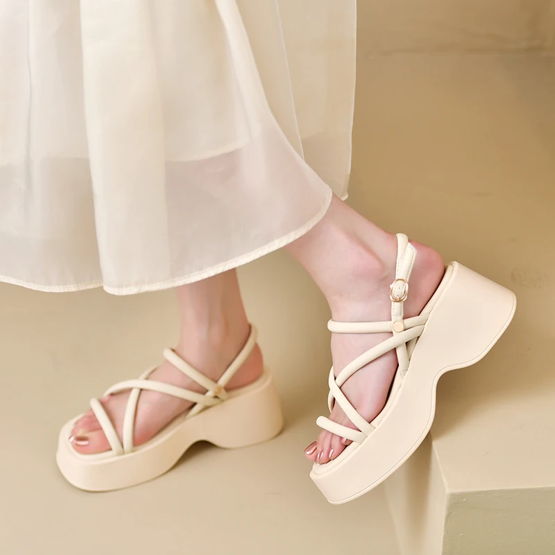 Cross Strap Platform Sandals for Women Summer 2023 Thick Bottom Gladiator Shoes Woman Casual Non-Slip Wedge Sandalias Mujer Cross Strap Platform Sandals for Women Summer 2023 Thick Bottom Gladiator Shoes Woman Casual Non-Slip Wedge Sandalias Mujer