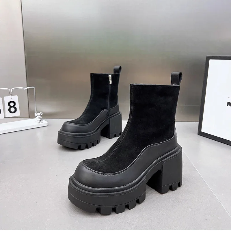 Designer Vintage Winter Platform High Heel Women Ankle Boots Fashion Zippers Short Booties Designer Designer Vintage Winter Platform High Heel Women Ankle Boots Fashion Zippers Short Booties Designer