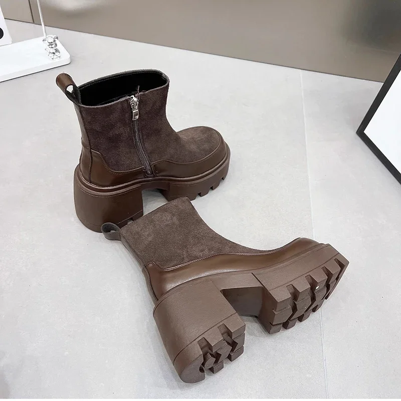 Designer Vintage Winter Platform High Heel Women Ankle Boots Fashion Zippers Short Booties Designer Designer Vintage Winter Platform High Heel Women Ankle Boots Fashion Zippers Short Booties Designer