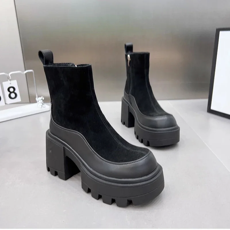 Designer Vintage Winter Platform High Heel Women Ankle Boots Fashion Zippers Short Booties Designer Designer Vintage Winter Platform High Heel Women Ankle Boots Fashion Zippers Short Booties Designer