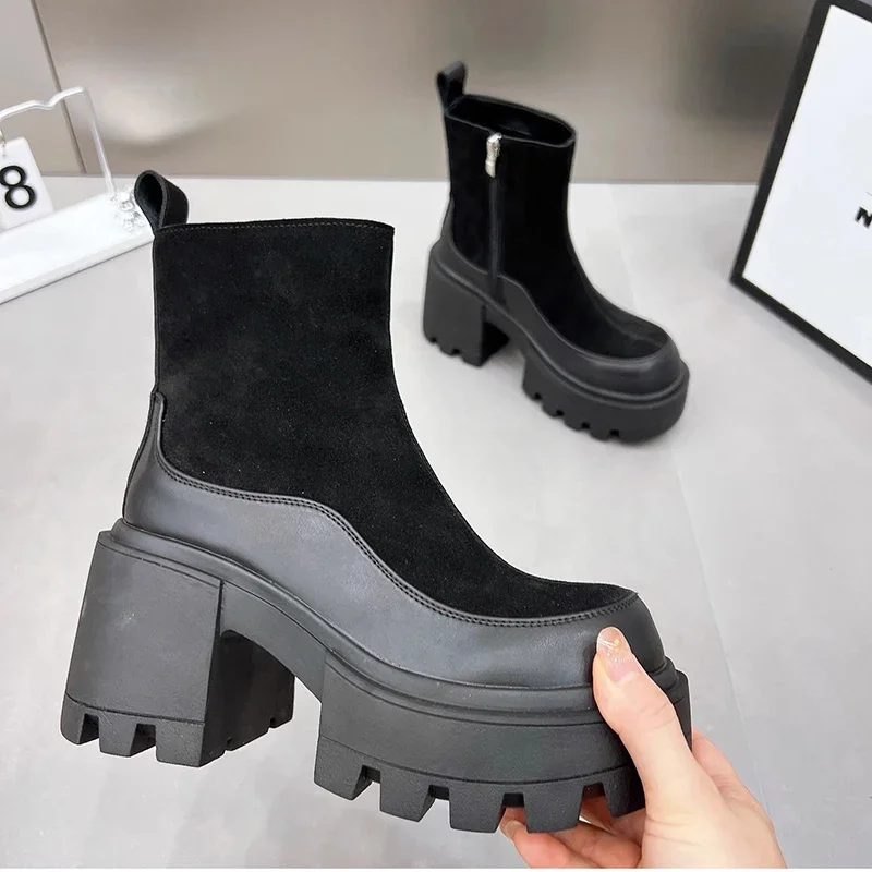 Designer Vintage Winter Platform High Heel Women Ankle Boots Fashion Zippers Short Booties Designer Designer Vintage Winter Platform High Heel Women Ankle Boots Fashion Zippers Short Booties Designer