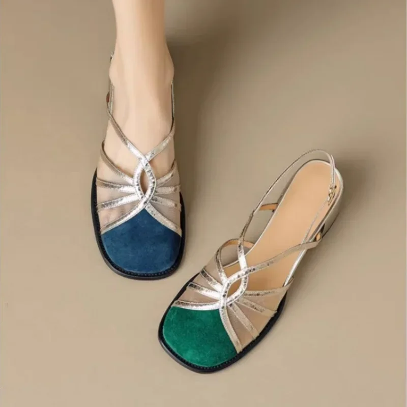 Summer Shallow Breathable Comfortable Buckle Casual Sandals Elegant Thick Heel New Fashion Women's Shoes