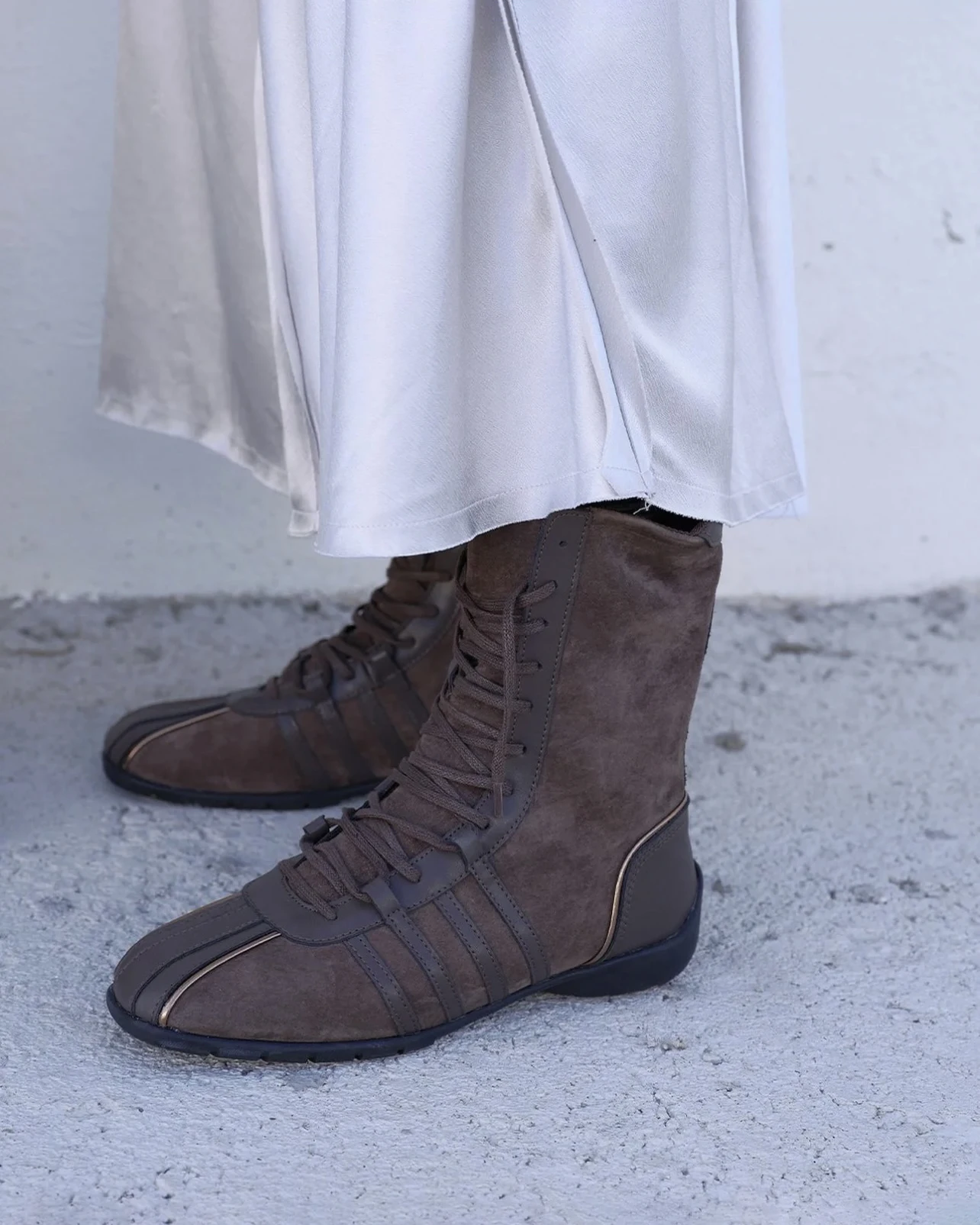 Retro Knight Boots Women's 2025 Spring Autumn Genuine Leather Lace-Up Western ort Boots Thi Bot Color Blo