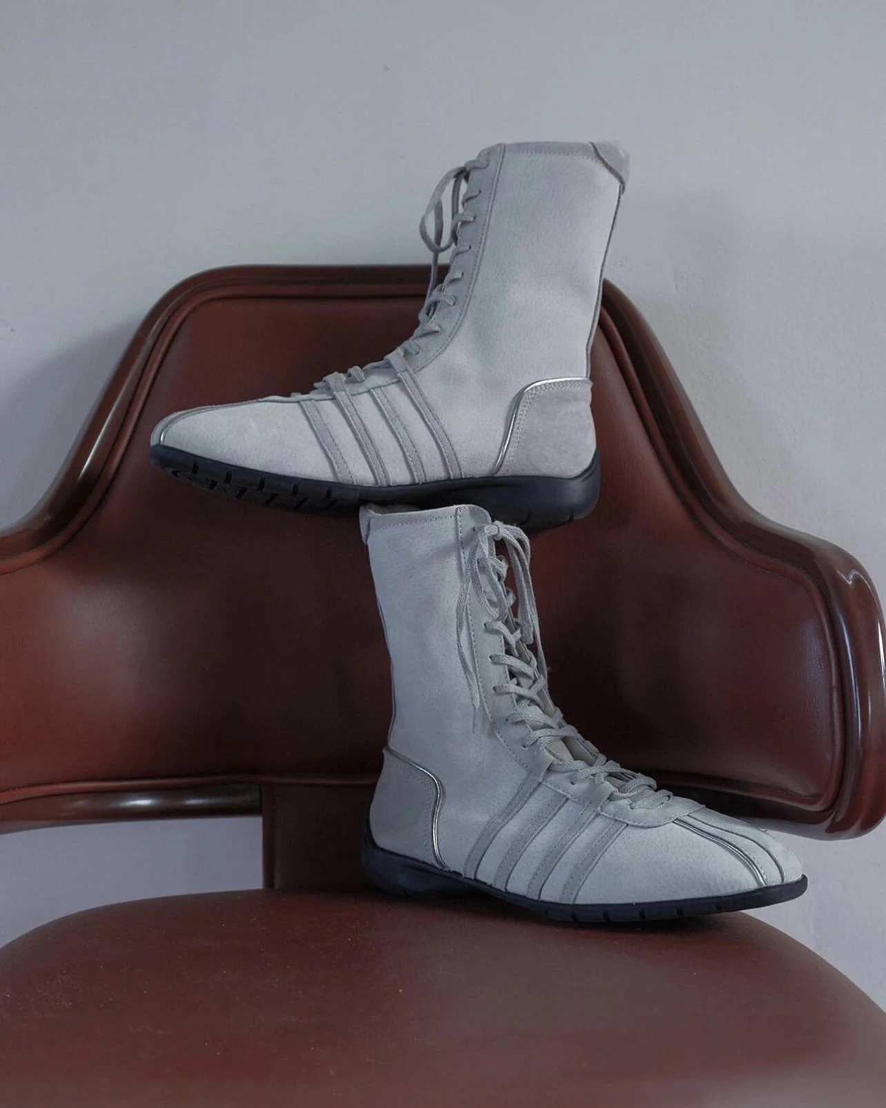 Retro Knight Boots Women's 2025 Spring Autumn Genuine Leather Lace-Up Western ort Boots Thi Bot Color Blo