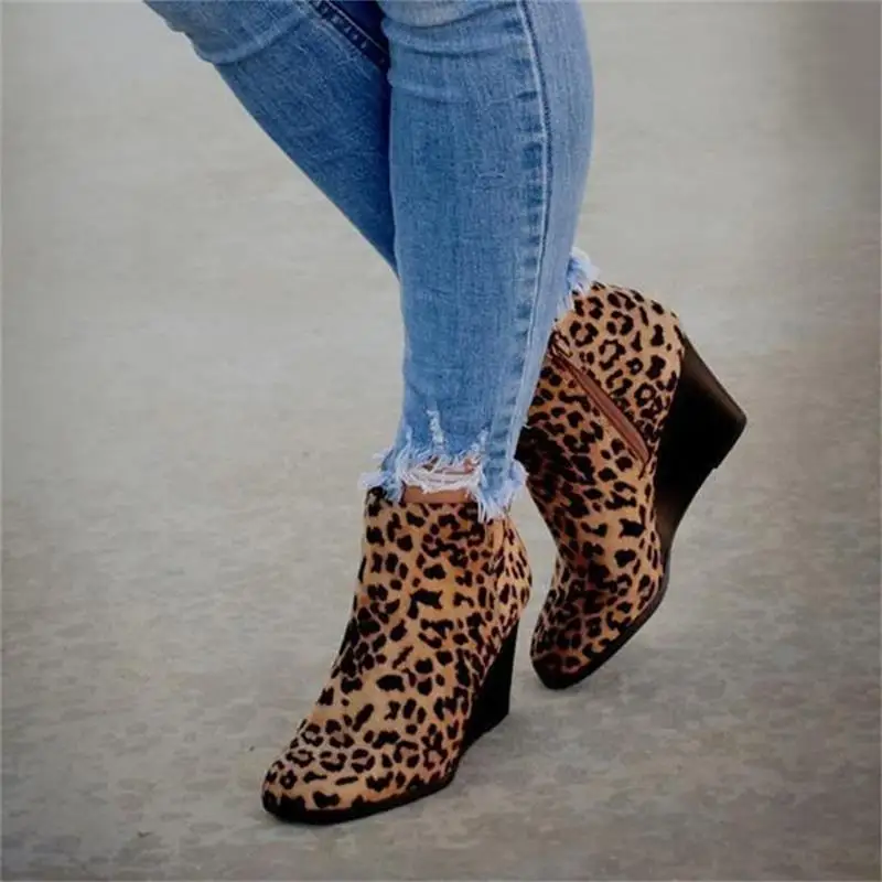 Women Boots 2023 Spring and Autumn Pointed Toe Booties Women Leopard Ankle Boots Footwear Platform High Heels Wedges Shoes Woman Women Boots 2023 Spring and Autumn Pointed Toe Booties Women Leopard Ankle Boots Footwear Platform High Heels Wedges Shoes Woman