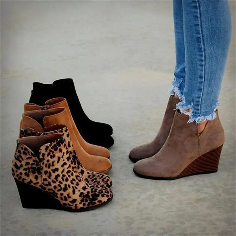 Women Boots 2023 Spring and Autumn Pointed Toe Booties Women Leopard Ankle Boots Footwear Platform High Heels Wedges Shoes Woman Women Boots 2023 Spring and Autumn Pointed Toe Booties Women Leopard Ankle Boots Footwear Platform High Heels Wedges Shoes Woman