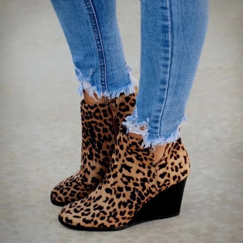 Women Boots 2023 Spring and Autumn Pointed Toe Booties Women Leopard Ankle Boots Footwear Platform High Heels Wedges Shoes Woman Women Boots 2023 Spring and Autumn Pointed Toe Booties Women Leopard Ankle Boots Footwear Platform High Heels Wedges Shoes Woman