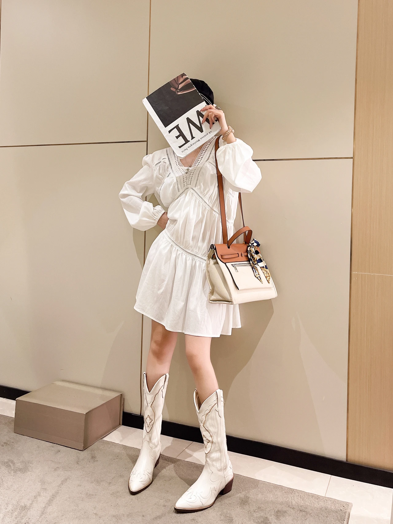 Women's Boots Retro Autumn Winter White Knee High Boots Big Size 41 Women Comfy Walking Female Western Cowboy Boot Women's Shoes