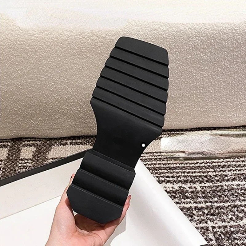 Black Leather Chelsea Boots Women Luxury Square Toe Thick Sole Non-slip Ankle Boots Cozy Chunky Heel Platform Shoes