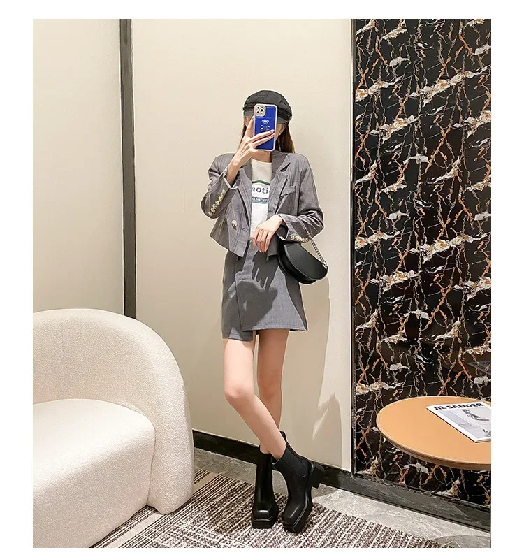 Black Leather Chelsea Boots Women Luxury Square Toe Thick Sole Non-slip Ankle Boots Cozy Chunky Heel Platform Shoes