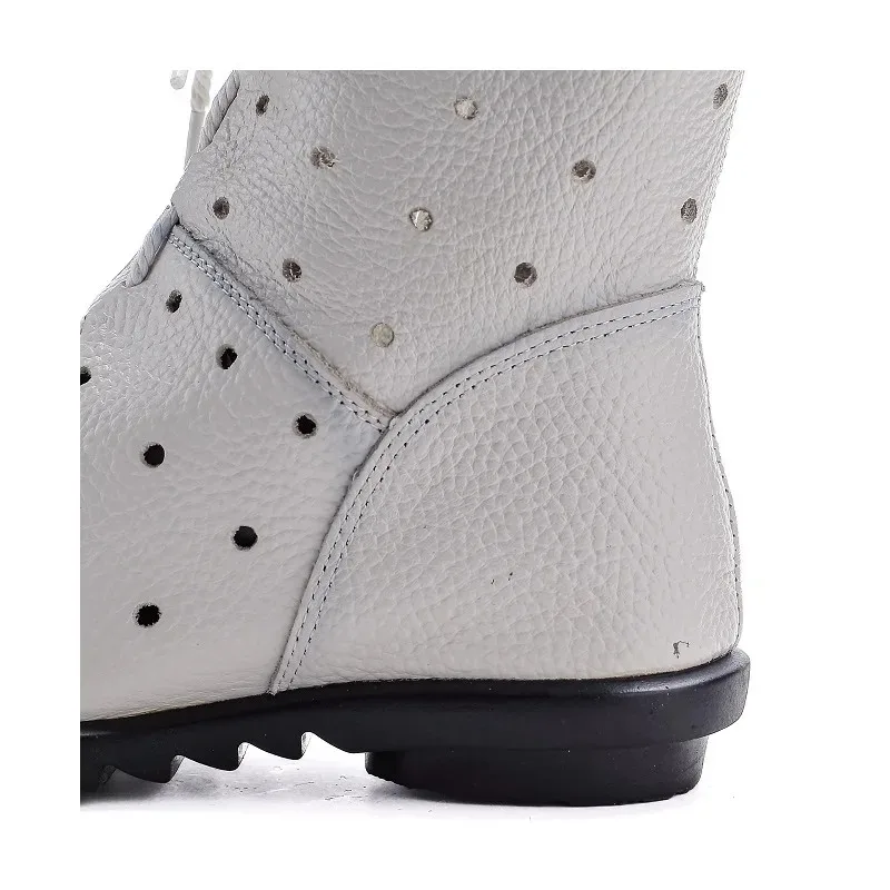 New Genuine Leather Boots Women's Laced Up Hollow Out Shoes Ladies Zip Up Mid Calf Boots Woman Concise White Luxury Boot Vintage New Genuine Leather Boots Women's Laced Up Hollow Out Shoes Ladies Zip Up Mid Calf Boots Woman Concise White Luxury Boot Vintage