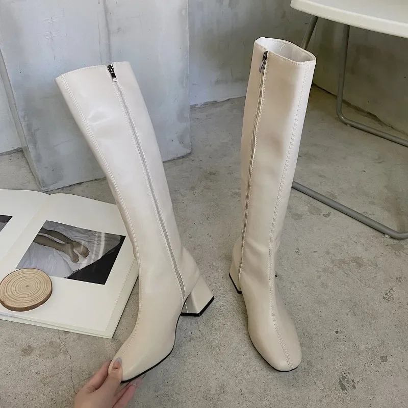 Women Warm Long Boots Woman Knee High Booties Ladies Shoes Platform Thick Heel PU Leather Soft Zipper Woman Fashion Winter 2023 Women Warm Long Boots Woman Knee High Booties Ladies Shoes Platform Thick Heel PU Leather Soft Zipper Woman Fashion Winter 2023