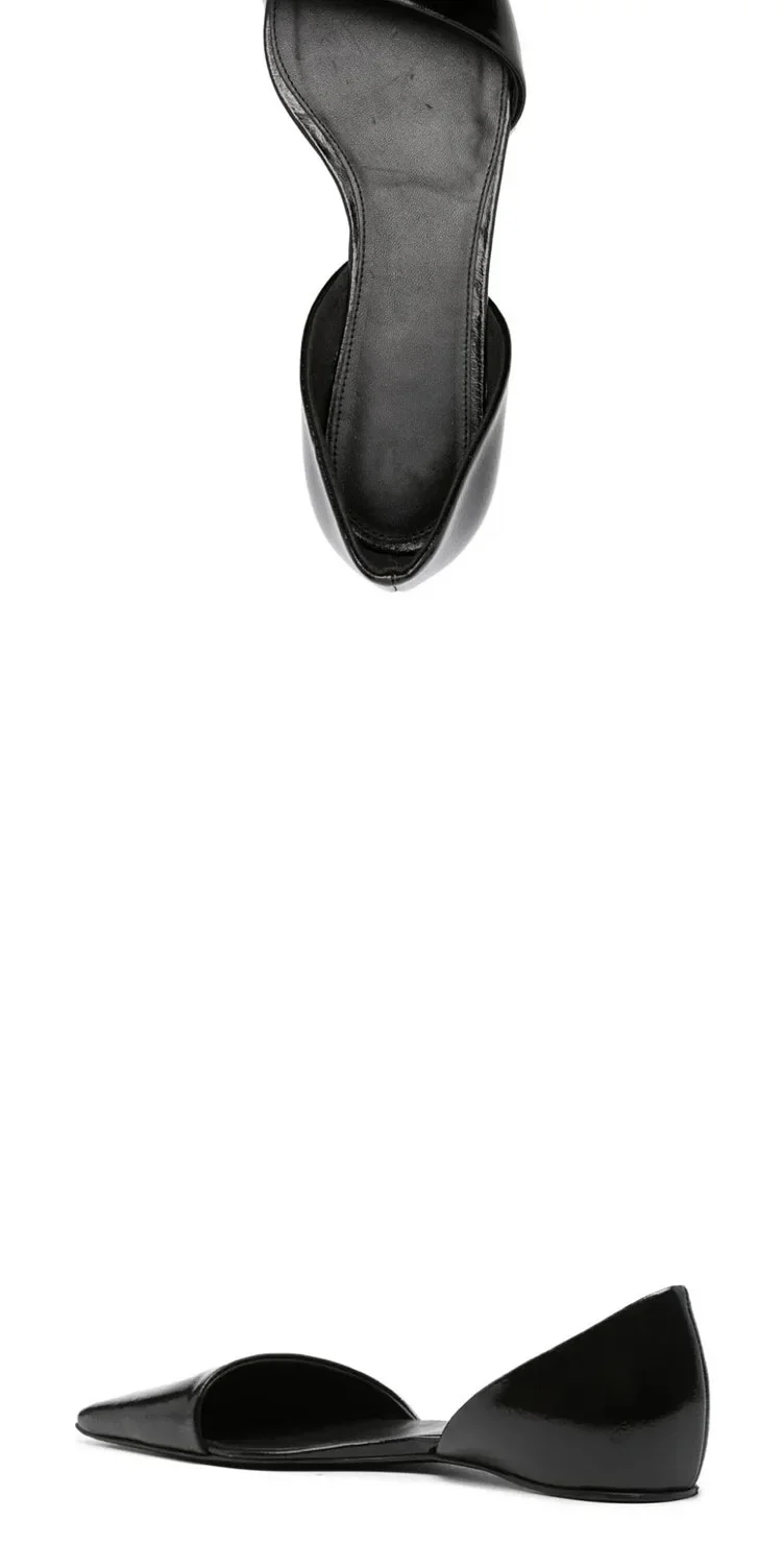 Genuine Leather Flat Shoes Women Retro Small Square Toe Slanted Mouth Hollow Single Shoes for Women Spring Autumn Flat Sandals